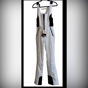 Zara Recco Coverall Snowsuit Large White Women Ski Collection Full Zip Slim NWT